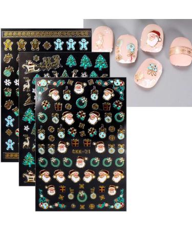 JMEOWIO 12 Sheets Christmas Nail Art Stickers Decals Self-Adhesive Snowflake Xmas Winter Holiday Colorful Nail Supplies Nail Art Design Decoration Accessories - Buy Online on GoSupps.com