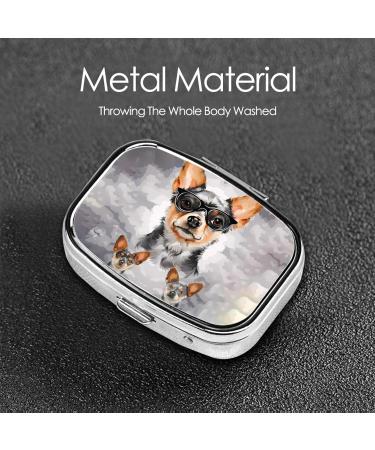 Chihuahua Dog Pill Box | Cute 2 Compartment Travel Pill Organizer | Portable Medicine Case for Purse & Pocket - Buy Online on GoSupps.com