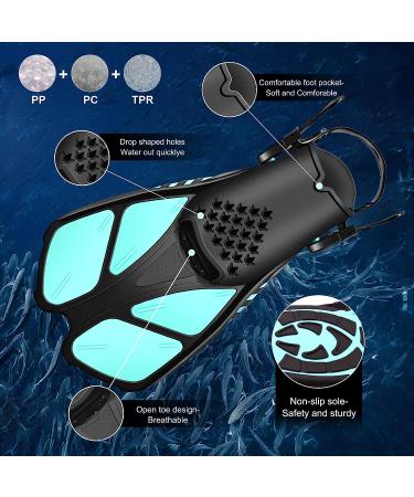Open Heel Adjustable Swim Fins for Snorkeling - Blue XS - Buy Online on GoSupps.com