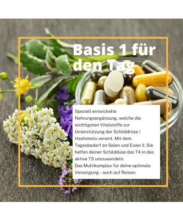 Basis 1 for the Day - 90 Capsules | Thyroid Support & Hashimoto's Vitamins | Selenium L-Tyrosine Yams & Turmeric - Iodine-Free - Buy Online on GoSupps.com