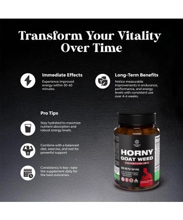 Horny Goat Weed for Men - Extra Strength Male Supplement with Black Maca Root, Tongkat Ali, Saw Palmetto & Panax Ginseng Extract for Stamina & Energy - 60 Capsules - Buy Online on GoSupps.com
