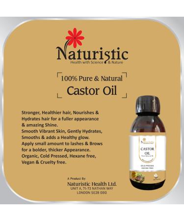 Naturistic 100ml Cold Pressed Castor-Oil for Hair Growth Skin Eyelashes & Eyebrows - Pure Caster Oil for Beard Scalp and Face - Castor Oil for Hair and Skin Care. - Buy Online on GoSupps.com