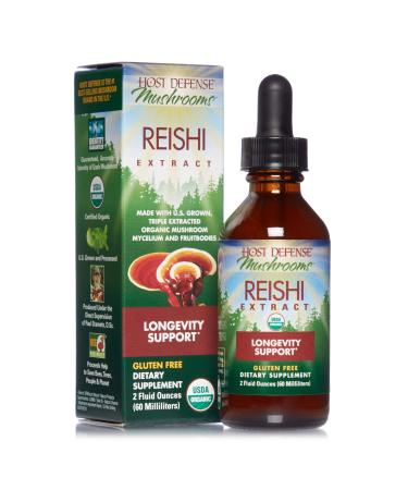 Host Defense Reishi Extract Supports General Wellness and Vitality Mushroom Supplement Plain 2 fl oz 1 Fl Oz (Pack of 1)