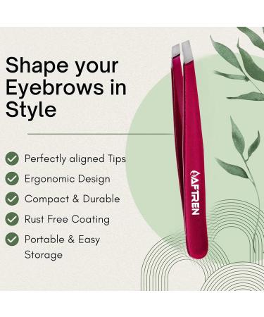 Wide Grip Slant Tweezers - German Stainless Steel - Hand-Filed Slanted Tips for Ultra-Precision - Tweezers for Eyebrows and Nose/Ear/Facial Hair - Professional Grade (Mehroon) - Buy Online on GoSupps.com