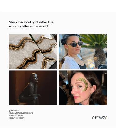 Hemway Eco-Friendly Biodegradable Glitter 100g - Vegan Cosmetic Safe Gold Sparkle for Face Eyes Body Hair Nails & Festival Makeup - Buy Online on GoSupps.com