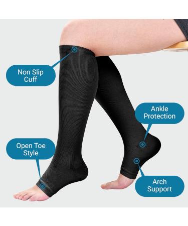 Open Toe Medical Compression Socks for Women & Men - XXL Black - 1 Pair with Laundry Bag - Buy Online on GoSupps.com