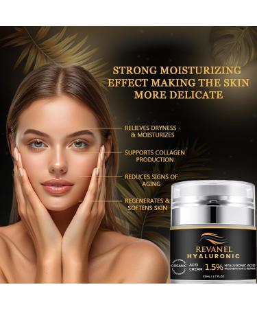 100% Organic 1.5% Hyaluronic Acid Cream Hydrating Anti-Aging & Sensitive Skin Moisturizer 50ml / 1.7 fl oz Natural Facial Cream for Deep Hydration Skin Repair and Gentle Nourishment. - Buy Online on GoSupps.com