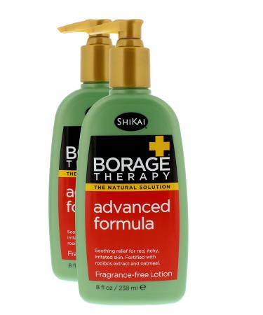 ShiKai - Borage Therapy Plant-Based Advanced Dry Skin Lotion, Soothing & Moisturizing Relief for Dry, Irritated & Itchy Skin, Non-Greasy, Sensitive Skin Friendly (Fragrance-Free, 8 Ounces, Pack of 2) 8 Ounce (Pack of 2)