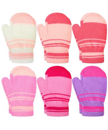 6 Pairs Kids Winter Gloves Warm Baby Knitted Gloves Stretch Mittens for 1-4 Years Vivid Color