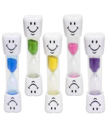 5 x Kids Toothbrush Timer (Set of Five Colours) 2 Minute Smile Sand Timers for Children