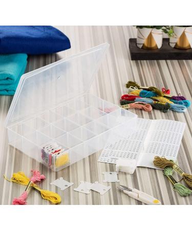 Embroidery Floss Organizer Box with 17 Compartments and 100 Cardboard Bobbins - Cross Stitch Supplies and Storage with Floss Number Stickers - Buy Online on GoSupps.com