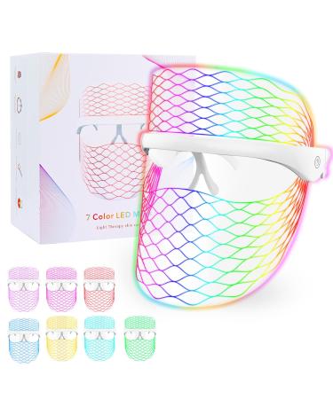 Aikertec 7 Colors LED Face Mask Light Therapy Led Mask Therapy Facial Red and  Blue Light Therapy Mask for Face Lightweight Home Skin Care