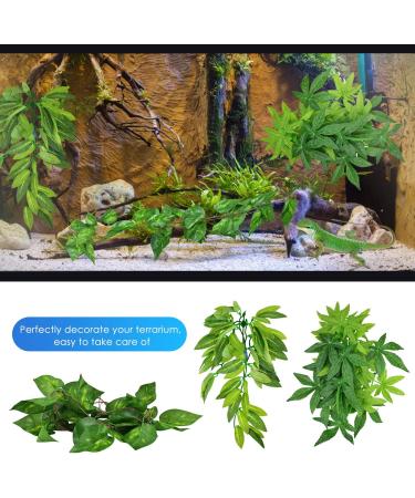 ERKOON Artificial Plastic Plant 3 Pieces Set Reptile Habitat and Aquarium Fish Terrarium Decor - Buy Online on GoSupps.com