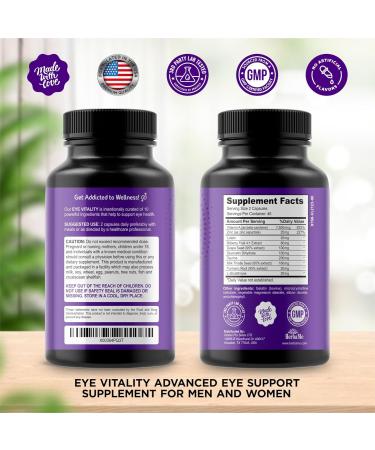 HerbaMe Eye Vitality - Eye Vitamins Supplement | Supports Vision & Macular Health | With Lutein, Bilberry, Zinc & More | 90 Capsules - Buy Online on GoSupps.com