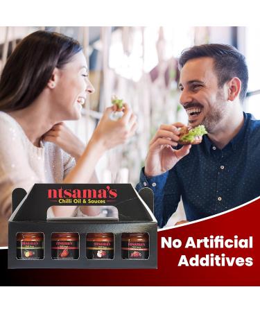 Ntsama Hot Chilli Sauces Gift Set 4 (41ml Each Jar) Unique Flavours Classic Chilli Sauce Thyme and Lemon Sauce Ginger and Garlic Sauce Chilli and Roast Peppers Sauce - Classic Scotch Bonnet Flavour - Buy Online on GoSupps.com