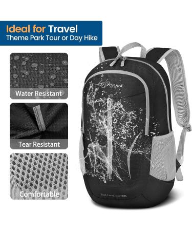 ZOMAKE 25L Packable Backpack - Lightweight & Water Resistant Daypack for Travel (Black) - Buy Online on GoSupps.com
