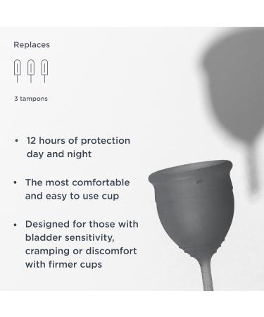 Saalt Soft Menstrual Cup - Super Soft and Flexible - Best Sensitive Cup - Wear for 12 Hours - Made in USA (Grey Small) - Buy Online on GoSupps.com