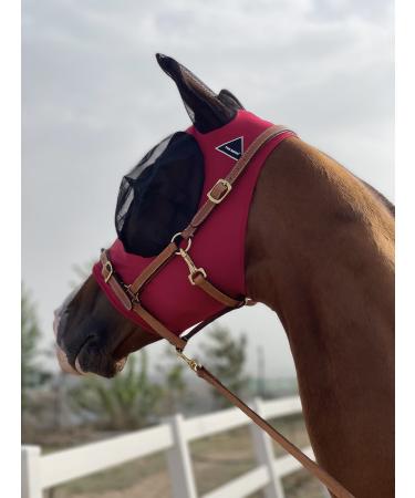 TGW RIDING Fly Mask for Horses Super Comfort Fly Mask for Horses Elasticity with Ears (L Burgundy) L burgundy