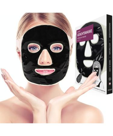 ICEHOF cooling mask with clay - cooling mask for the face - soothing wellness mask - relaxation mask has a calming & pain -relieving - face mask (black)