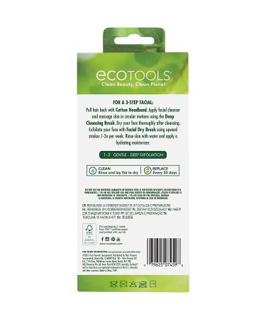 EcoTools Facial Cleanse & Prep Kit: Spa Headband, Cleansing Brush, Dry Brush - Eco-Friendly, Cruelty Free & Vegan - 3 Piece Set - Buy Online on GoSupps.com