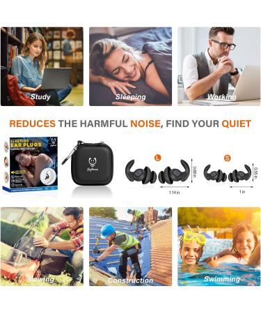 Sleep Noise Cancelling Earplugs 30dB, 2 Pairs Silicone Reusable Ear Plugs - Sound Blocking for Side Sleepers, Snoring, Construction, Travel - Carbon Black - Buy Online on GoSupps.com