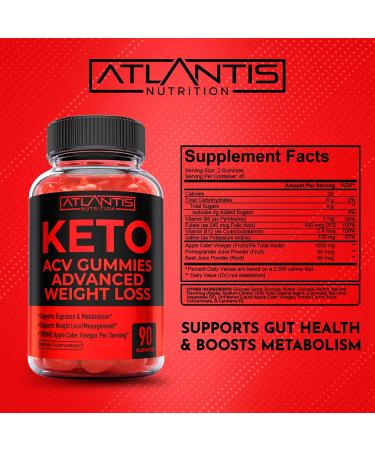 Keto ACV Gummies for Advanced Weight Loss - 1000mg Apple Cider Vinegar - 90 Count - Buy Online on GoSupps.com