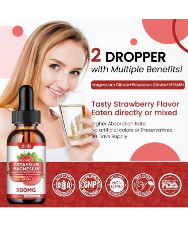 Potassium Magnesium Citrate Supplement Liquid Magnesium Citrate Drops 500mg with Ashwagandha Calcium Zinc Vitamin D3 B6 B12 CoQ10 - Support Calm & Bone & Muscle & Immune Health Vegan 2 fl oz Strawberry 2 Fl Oz (Pack  - Buy Online on GoSupps.com
