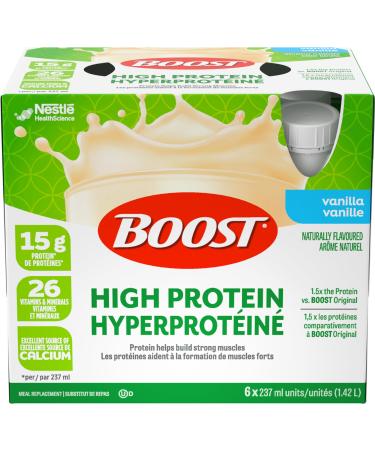 BOOST 15g High Protein Meal Replacement Drink Vanilla 6x237ml Case Pack of 4 Packaging May Vary