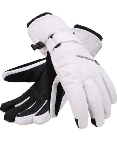 ANDORRA Women's Waterproof Touchscreen Ski Gloves - White, Size Medium - Buy Online on GoSupps.com