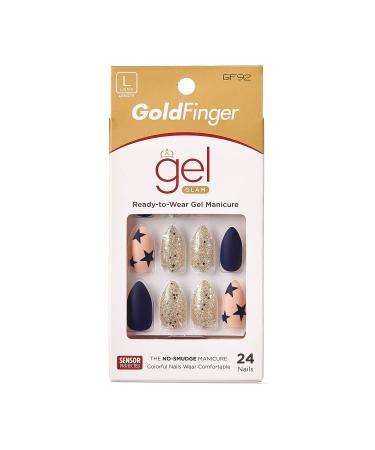Gold Finger Full Cover Nails Gel Glam Ready to Wear Gel Manicure Long Nails