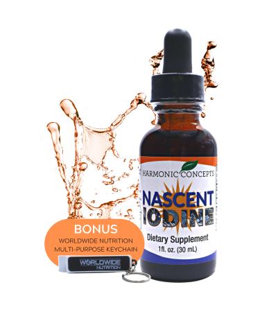 Harmonic Concepts Nascent Iodine Liquid Supplement - Thyroid Support Detox Cleanse Mental Clarity and Immune Support Iodine Solution with Superior Absorption - 1 Fl Oz (30 mL) Liquid Iodine Drops