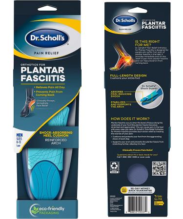 Dr. Scholl's Plantar Fasciitis Relief Orthotics for Men | Cut to Fit Sizes 8-13 - Buy Online on GoSupps.com