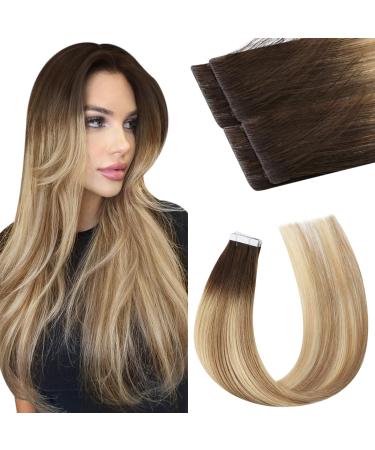Moresoo virgin tape in extensions real hair hair extension real hair tapes adhesive tape invisible extensions tape in real hair remy #3/8/22 5 pieces 10 grams 35 cm virgin #3/8/22