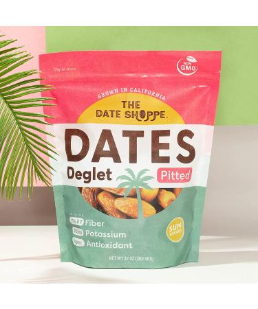 The Date Shoppe Pitted Deglet Dates | 2lb Bag | Vegan, Gluten-Free, Paleo | No Added Sugar | Sourced from Coachella Valley - 2lb (Pack of 1) - Buy Online on GoSupps.com