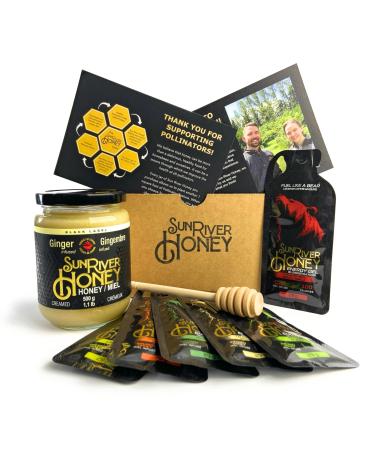 Sun River Honey Flavoured Honey Infusions (Variety Pack Energy Gel (24pack) + Ginger Single Bundle)