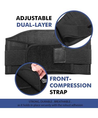 LBHT Lower Lumbar Support Belt for Men & Women - Pain Relief for Herniated Disc & Sciatica | Breathable Black Size L - Buy Online on GoSupps.com