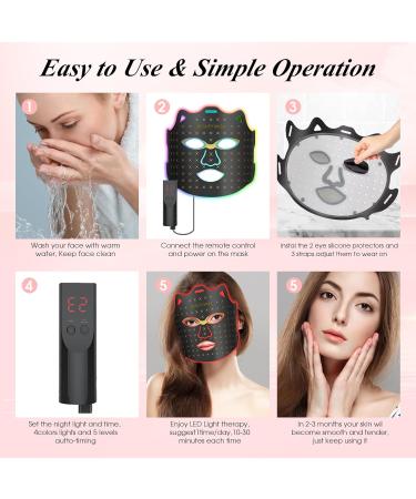 Flexible Silicone Facial Mask - Portable Red & Blue LED Therapy for Skin Care | Remote Control 7 Colors - Buy Online on GoSupps.com