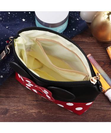 Yiwoo Cute Black Leather Makeup Bag - Travel Handbag with Zipper | Stylish Purse for Cosmetics - Buy Online on GoSupps.com