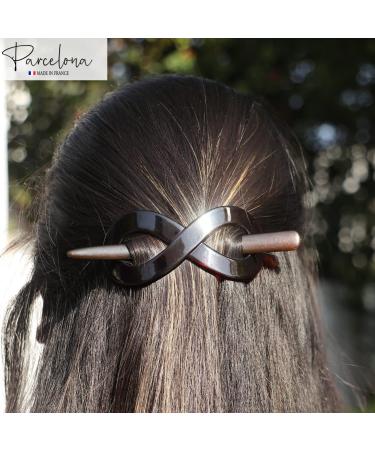 Parcelona French Infinity Brown Tortoise Shell Hair Slider Barrette Clip with Stick for Fine Hair Women & Girls - Buy Online on GoSupps.com