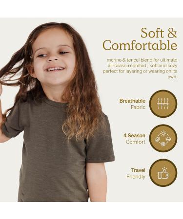 Nui Organics Merino Wool & Tencel Kids T-Shirt - Lichen, 8 Years | Ultra Soft Base Layer for Year-Round Comfort - Buy Online on GoSupps.com