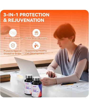 ZNC Cognitive Support Brain Supplement Nootropic for Memory Focus & Concentration Alpha GPC Ginkgo Biloba Vitamin B6 B12 Phosphatidylserine Gluten-Free 90 Capsules - Buy Online on GoSupps.com
