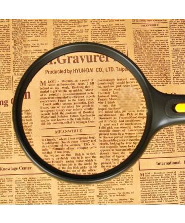 Magnifying Glass with Light 1.8X 5X Magnification Lightweight Handheld Magnifying Glass for Reading Hobbies Magnifier/Black Comfortable Anniversary - Buy Online on GoSupps.com