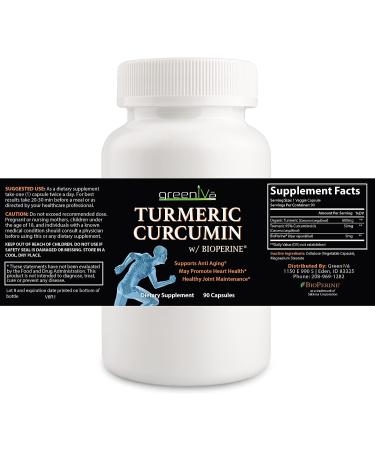 Greenive Turmeric Curcumin with BioPerine 90 Capsules - 46X Higher Absorption, Exclusively on Amazon - Buy Online on GoSupps.com
