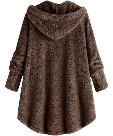 Buy Hanxiulin Women's Plush Jacket - Cozy Warm Fleece Winter Zipper Jacket in Coffee - Plus Size 5XL Fashion - Buy Online on GoSupps.com