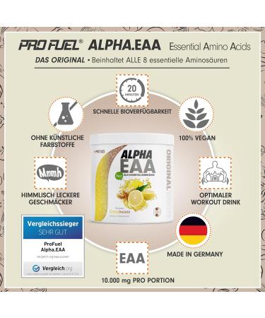 Alpha EAA Powder 2x462g - Citrus Ginger | Vegan Amino Acids Drink with All 8 Essential Amino Acids | Delicious Workout Supplement | Made in Germany | Optimal Value - Buy Online on GoSupps.com