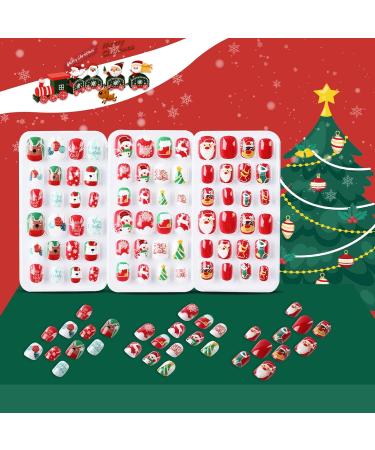 72 Pieces Christmas Kids False Nails - Full Cover Short Artificial Nail Tips for Girls, Pre-glue Fake Nails for Children, Stick On Nails for Christmas Nail Art - Style 1 - Buy Online on GoSupps.com