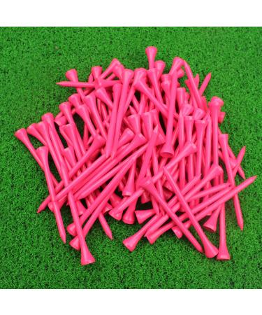 MYKUJA Bamboo Golf Tee,Professional Golf Tees Multiple Color 3-1/4,2 1/8 inch Pack of 100 83mmPink