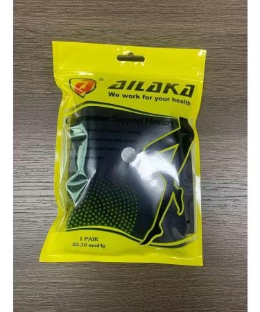 Ailaka Thigh High Compression Stockings 20-30mmHg for Men and Women - Large (1 Pair) Black - Medical Grade, Varicose Veins, Edema, Leg Pain Relief - Buy Online on GoSupps.com