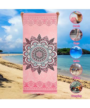 Non-Slip Microfiber Yoga Towel for Hot Yoga & Pilates - Mandala Pink (73x25) - Buy Online on GoSupps.com