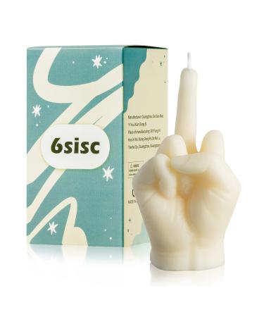 6sisc Middle Finger Scented Candle Danish Pastel Room Decor Aesthetic Pine Fragrance Soy Wax Aromatherapy Hand Gesture Candles Desk Statues Sculpture Decorations Gift for House Bedroom Supplies Milky White Small